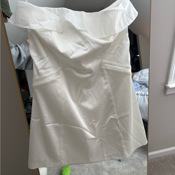 NWT BHLDN Clean Strapless Organza Foldover Detail Mini Dress - Picture 5 of 6